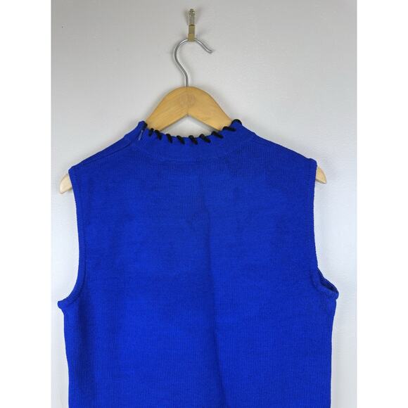 St. John Sport by Marie Gray Women’s Knit Sweater Vest Royal Blue Size M Preppy - Picture 6 of 10